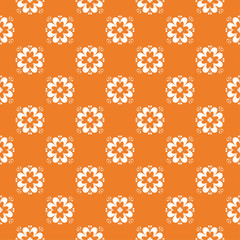 White floral seamless pattern on orange background