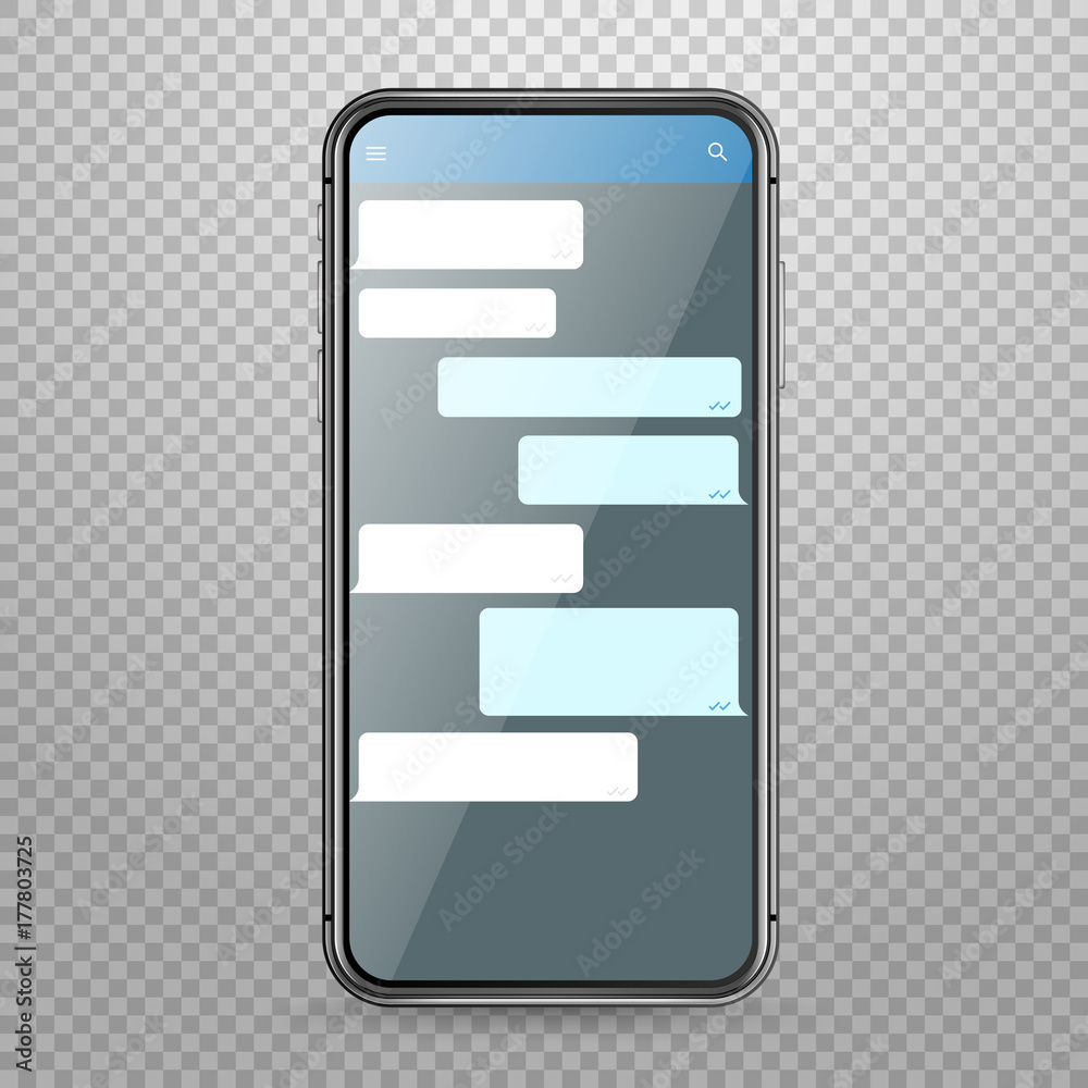 Aufkleber modern tablet smartphone vector mockup with messenger application template. discussion template