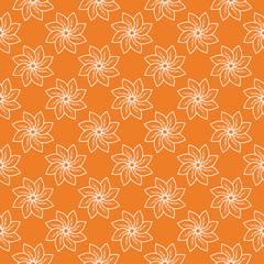 White floral seamless pattern on orange background