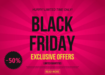 Black Friday exclusive offer banner: 50% off.