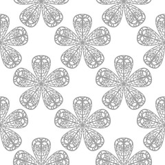 Gray floral seamless pattern on white background