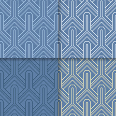 Geometric blue background. Abstract seamless wallpaper. Colored set