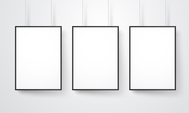 Blank white frames on the wall vector mockup. Ready for a content