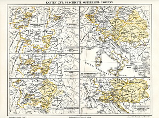 Maps of history of Austro-Hungarian Empire (from Meyers Lexikon, 1896, 13/304/305)