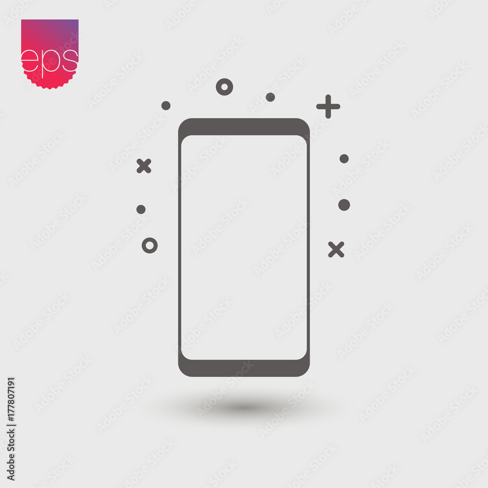 Poster Modern smartphone simple Vector Icon. Vector emblem isolated on grey background.