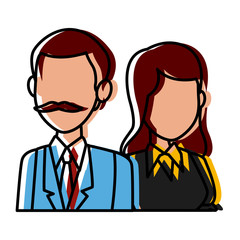 Teachers teamwork couple icon vector illustration graphic design