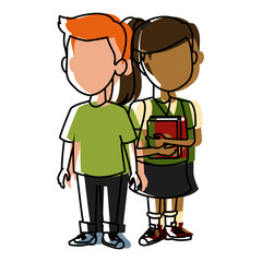 School kids friends cartoon icon vector illustration graphic design