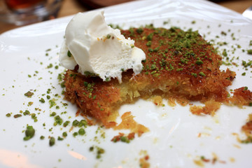 Plate with kunefe and ice creame