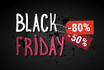 Black Friday Sale Banner Over Grunge Background Shopping Discount Poster Concept Vector Illustration