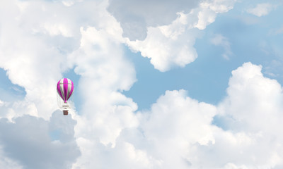 Fototapeta premium Flying hot air balloon in the air.