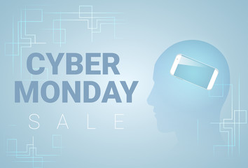 Cyber Monday Banner With Silhouette Head