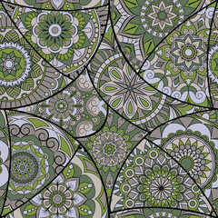 Seamless pattern tile with mandalas. Vintage decorative elements. Hand drawn background. Islam, Arabic, Indian, ottoman motifs. Perfect for printing on fabric or paper.