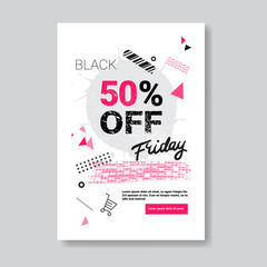 Black Friday Sale Banner With Copy Space Pink Template Poster Grunge Design Shopping Discount Concept Vector Illustration