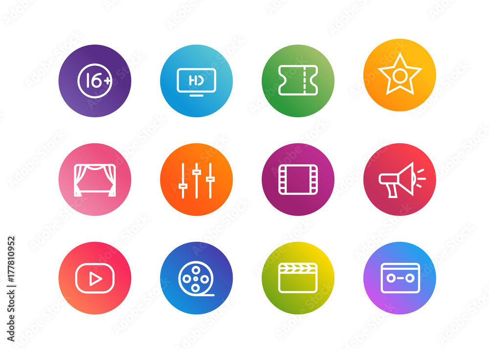 Poster Trendy app linear icons vector set on gradient backgrounds