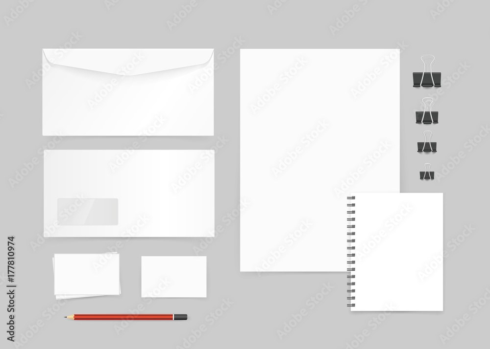 Poster different office objects for branding mockup. identity template