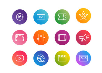 Trendy app linear icons vector set on gradient backgrounds