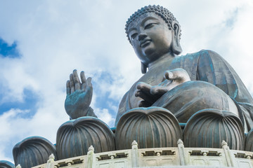 The enormous Tian Tan Buddha at Po Lin Monastery,Ngong Ping Village at Lantau Island in Hong Kong