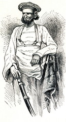 Fototapeta na wymiar Raja, ruler in South and Southeast Asia (from Meyers Lexikon, 1896, 13/338/339)