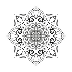 Flower Mandala. Vintage decorative elements. Oriental pattern, vector illustration. Islam, Arabic, Indian, moroccan,spain, turkish, pakistan, chinese, mystic, ottoman motifs. Coloring book page
