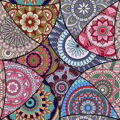 Seamless pattern tile with mandalas. Vintage decorative elements. Hand drawn background. Islam, Arabic, Indian, ottoman motifs. Perfect for printing on fabric or paper.