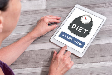Diet concept on a tablet