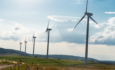 Wind turbines in a rural landscape