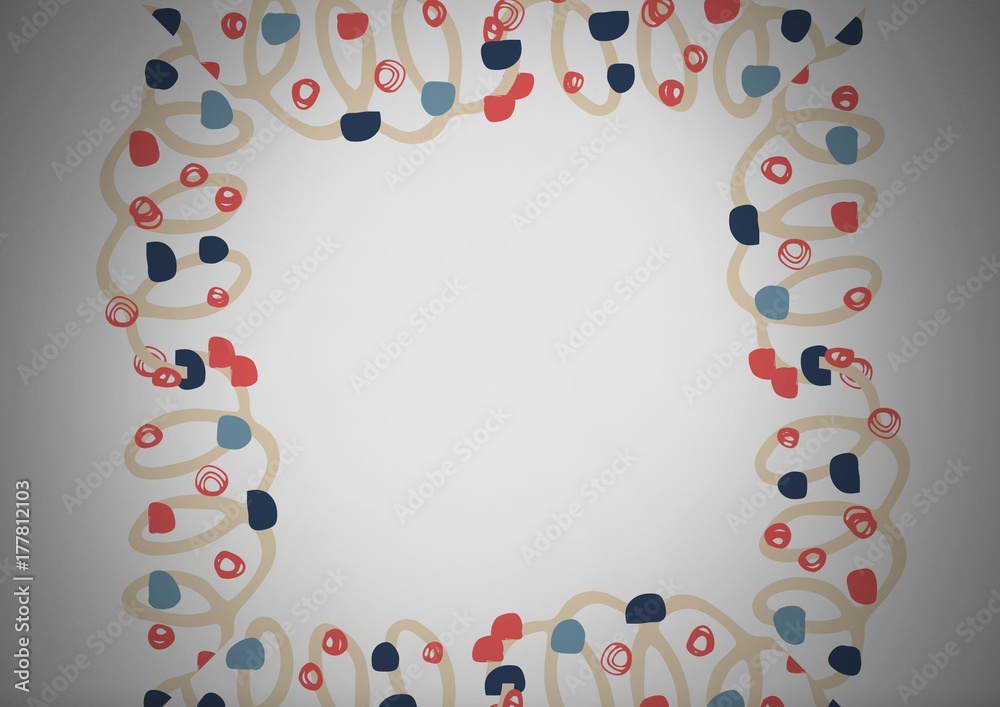 Poster grey background with colorful squiggly pattern