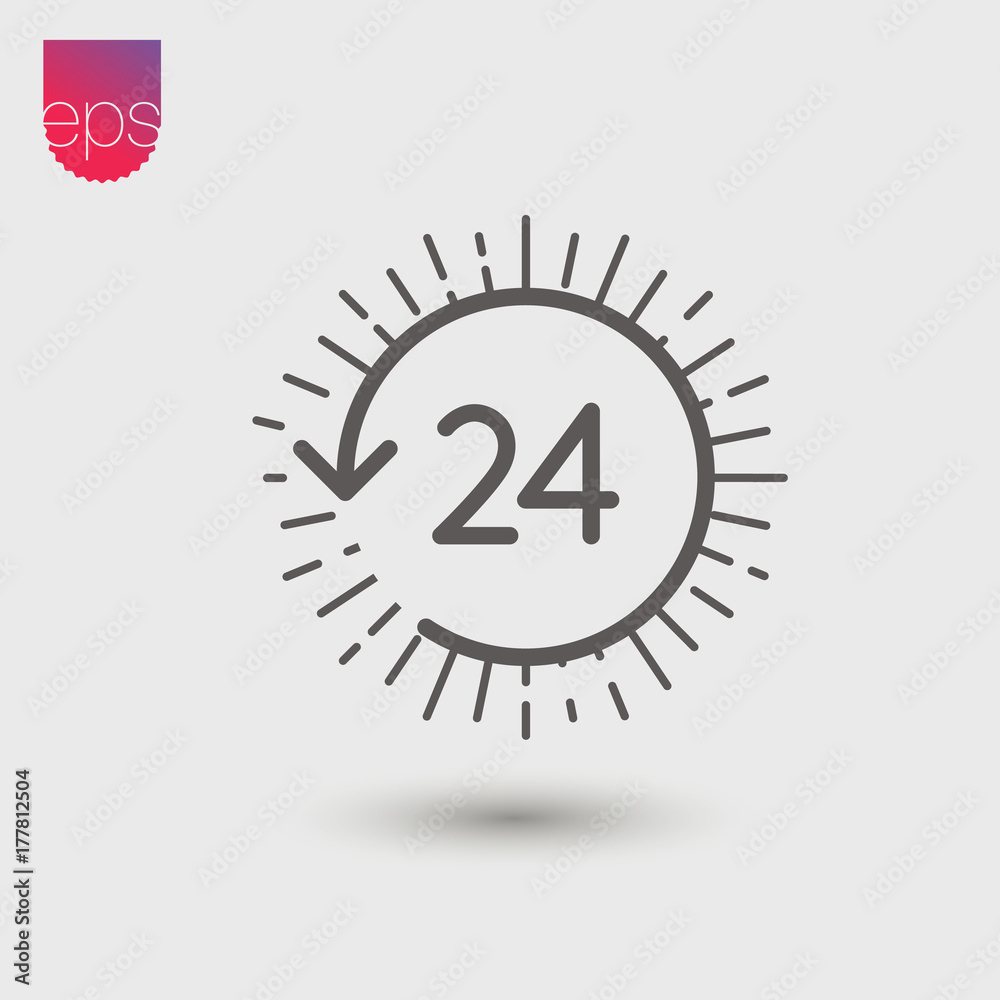 Poster 24 hour simple vector icon. vector emblem isolated on grey background. vector pictogram clipart