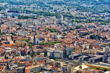 Buildings architecture. View from above, from Fort Bastille in Grenoble, France