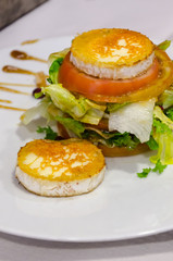 goat cheese slices with salad