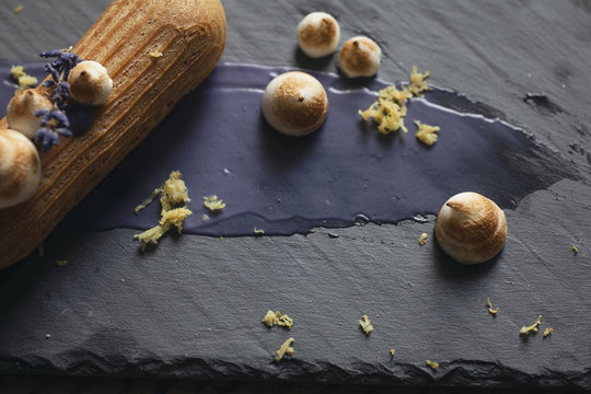 Homemade lavender french eclairs