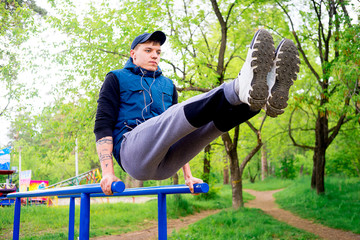 Guy working out outside