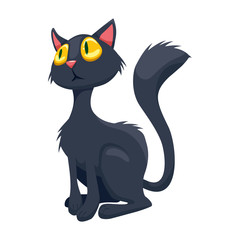 black cat on a white background. vector illustration