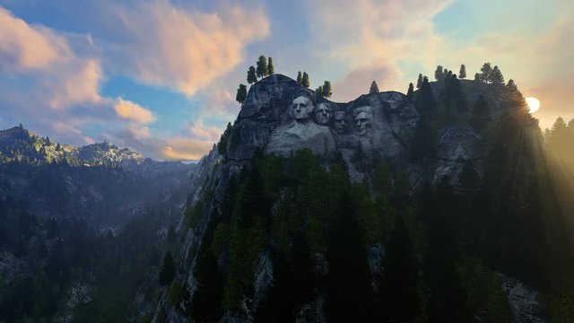 Mount Rushmore, morning mist