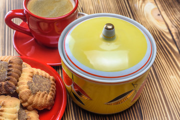 shortbread cookie on a red plate