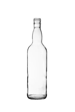 empty wine, cognac, whiskey bottle isolated on white