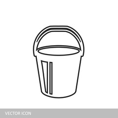 Bucket vector icon in line design style.