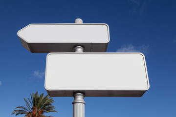 Blank Signs over a Blue Radiant Sky