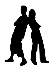 Best friends back to back with arms crossed