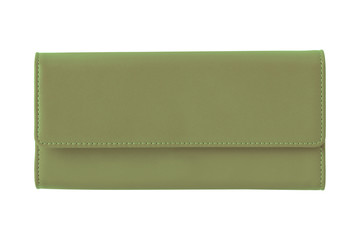 Khaki fashion woman s elegant leather wallet isolated on white