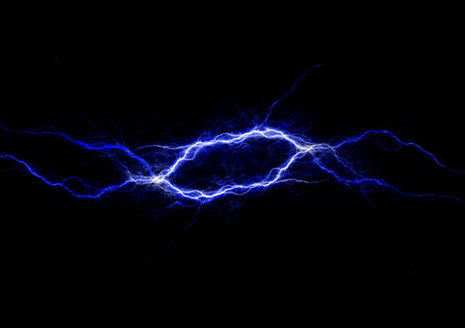 Orange and blue lightning, abstract fractal background