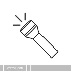 Flashlight vector icon in the style of linear design.
