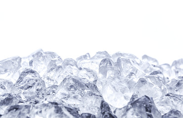 Heap of crushed ice on white background