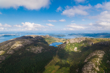 Aerial view of the mountain lake