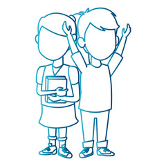 School kids friends cartoon icon vector illustration graphic design