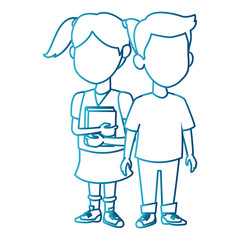 School kids friends cartoon icon vector illustration graphic design