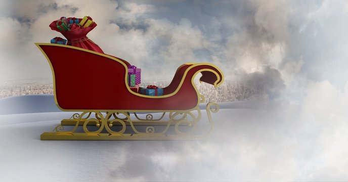 Cloudy sky transition of Santa's sleigh