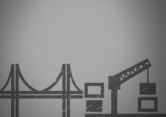 Construction illustrations on grey background