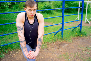 Guy working out outside