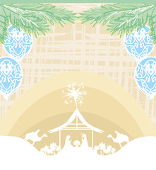 Birth of Jesus in Bethlehem - abstract card
